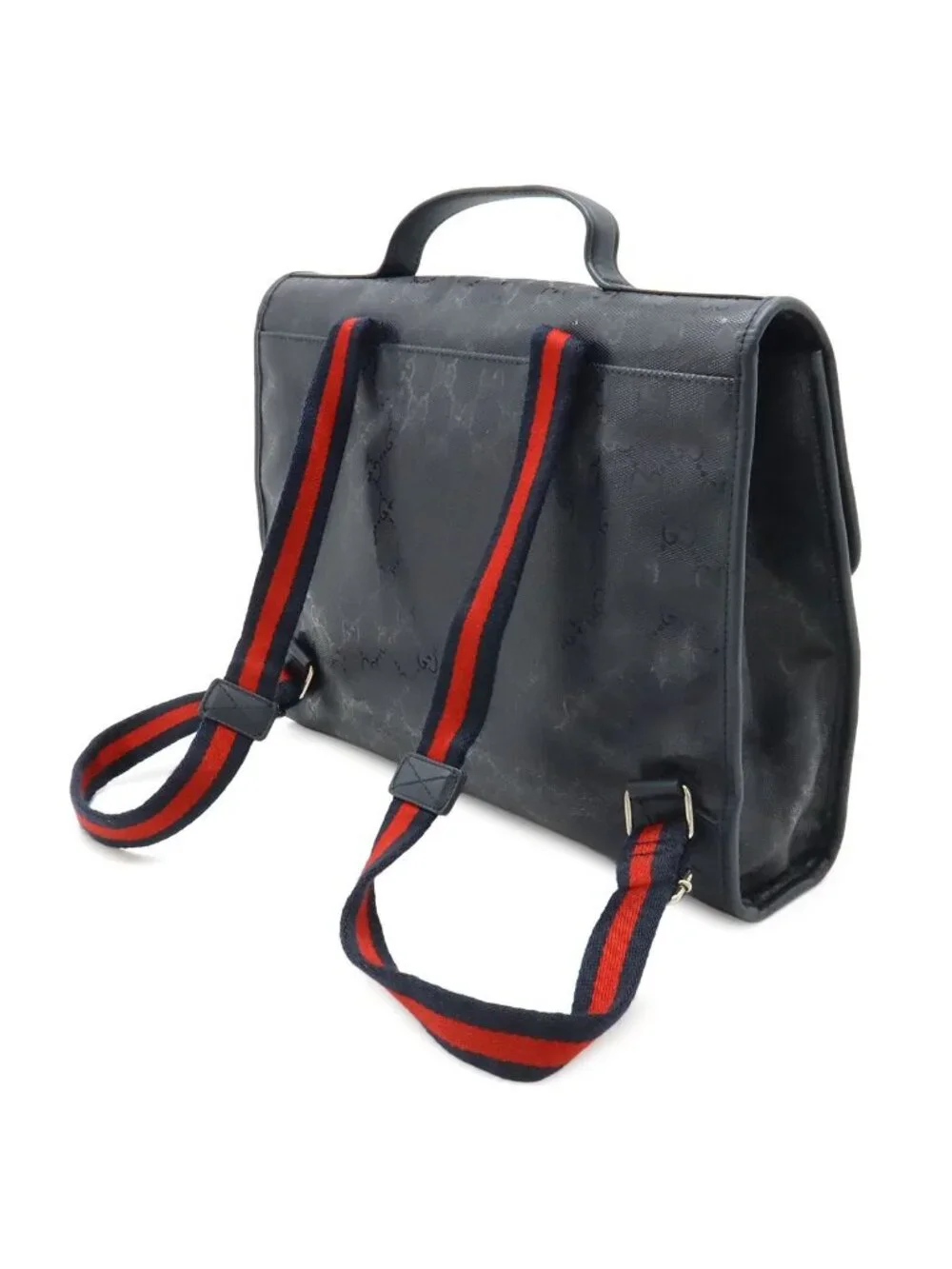 Gucci Children's Kids GG Supreme Backpack School Leather Navy Red Silver
